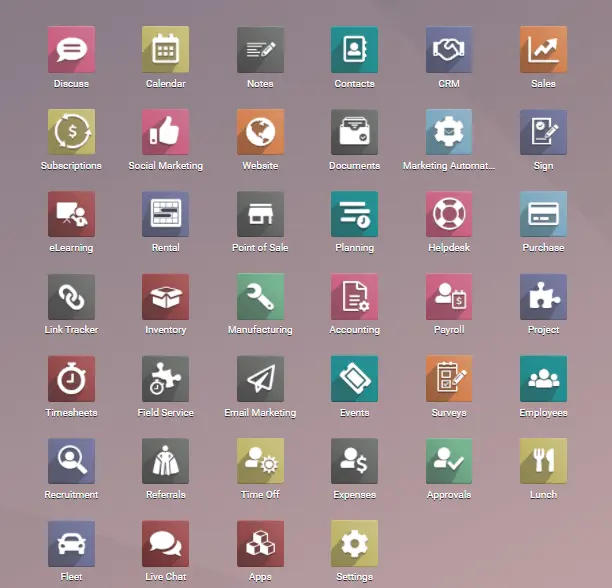 Odoo Main Menu Odoo